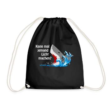 kann mal jemand Licht machen, Geschenk, Idee - Turnbeutel - Schwarz - Vorne