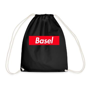 basel schweiz red box logo spruch geschenk shirt - Turnbeutel - Schwarz - Vorne