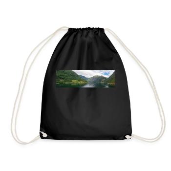 Geiranger fjords near Geiranger town from harbor - Drawstring Bag - black - Front