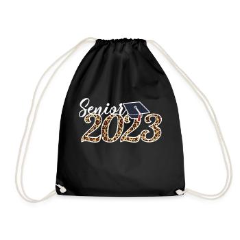 Senior 2023 Leopard Skin Graduated Graduation Gift - Drawstring Bag - black - Front