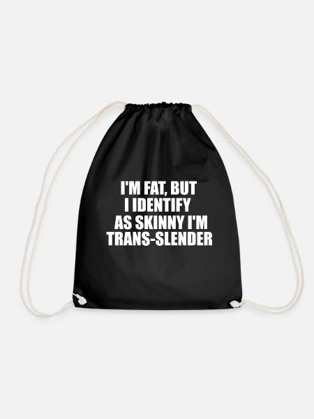 funny fat quote - Drawstring Bag - black