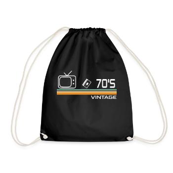 70er Jahre - Turnbeutel - Schwarz - Vorne