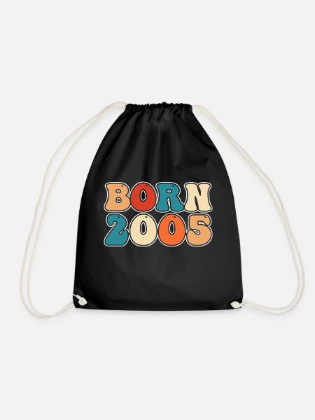 18th birthday Young girls 18 years 2005 funny - Drawstring Bag - black