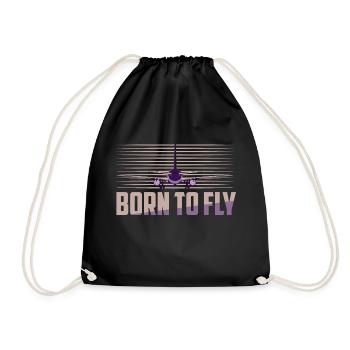 Born To Fly Aviation Pilot Airline - Drawstring Bag - black - Front