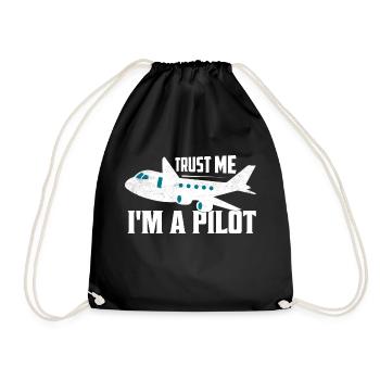 Trust Me I'm A Pilot Aviation Fly Airline - Drawstring Bag - black - Front