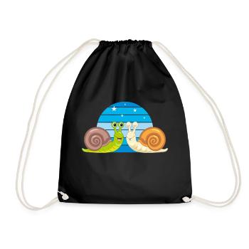 Two funny smiling snails - Drawstring Bag - black - Front