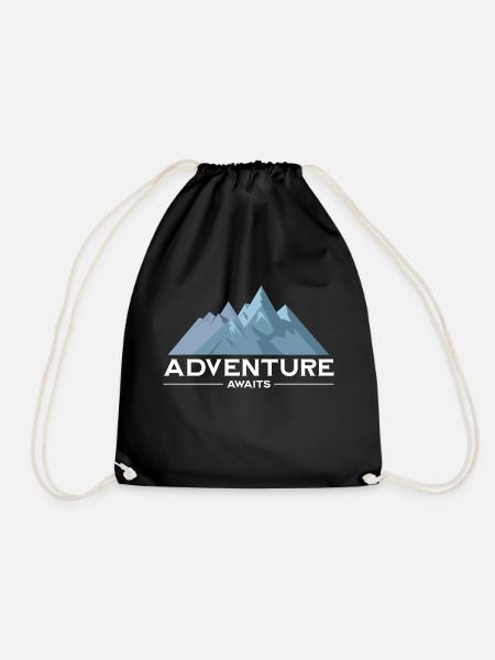 Adventure awaits - Drawstring Bag - black