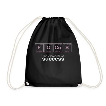 Funny saying: The Elements of Success - FOCUS - Drawstring Bag - black - Front