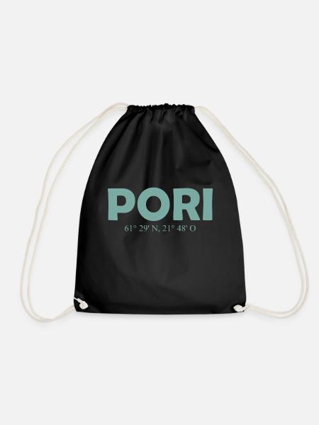 Pori - Finland - Coordinates - Longitude Latitude - Turnbeutel - Schwarz