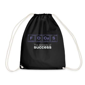 Funny sayings: The Elements of Success - FOCUS - Drawstring Bag - black - Front