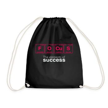 Funny sayings: The Elements of Success - FOCUS - Drawstring Bag - black - Front