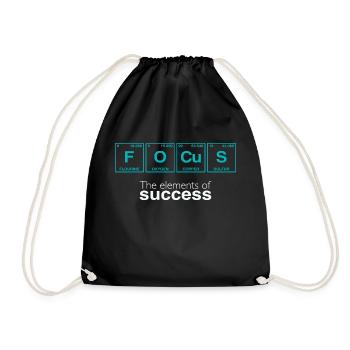Funny sayings: The Elements of Success - FOCUS - Drawstring Bag - black - Front