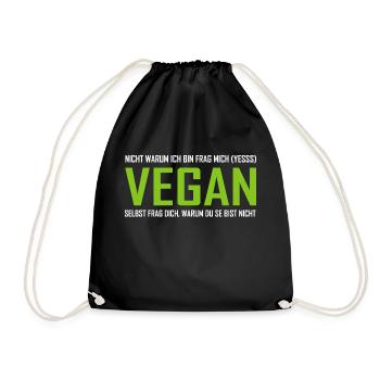 Vegan Veggie - Turnbeutel - Schwarz - Vorne