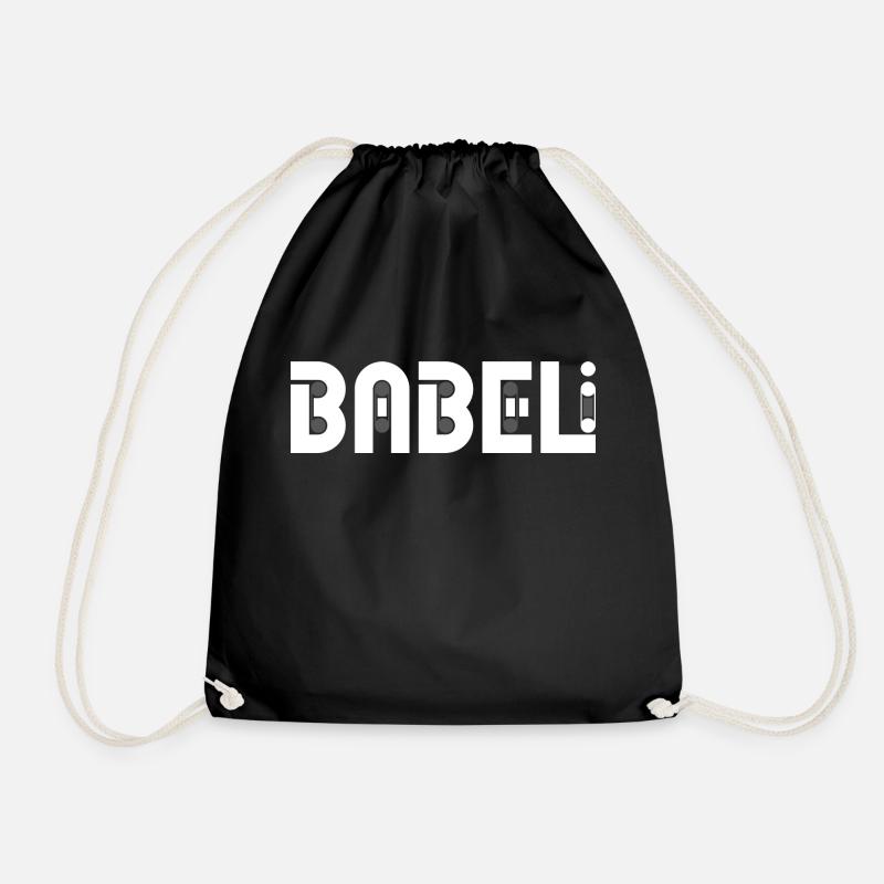 Babeli Logo WHITE - Drawstring Bag - black