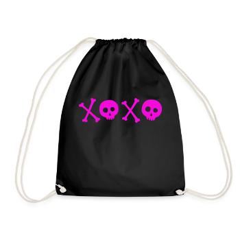 XOXO pink skulls - Drawstring Bag - black - Front