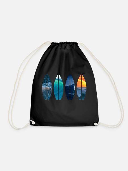 Surfer Geschenk Vintage - Turnbeutel - Schwarz
