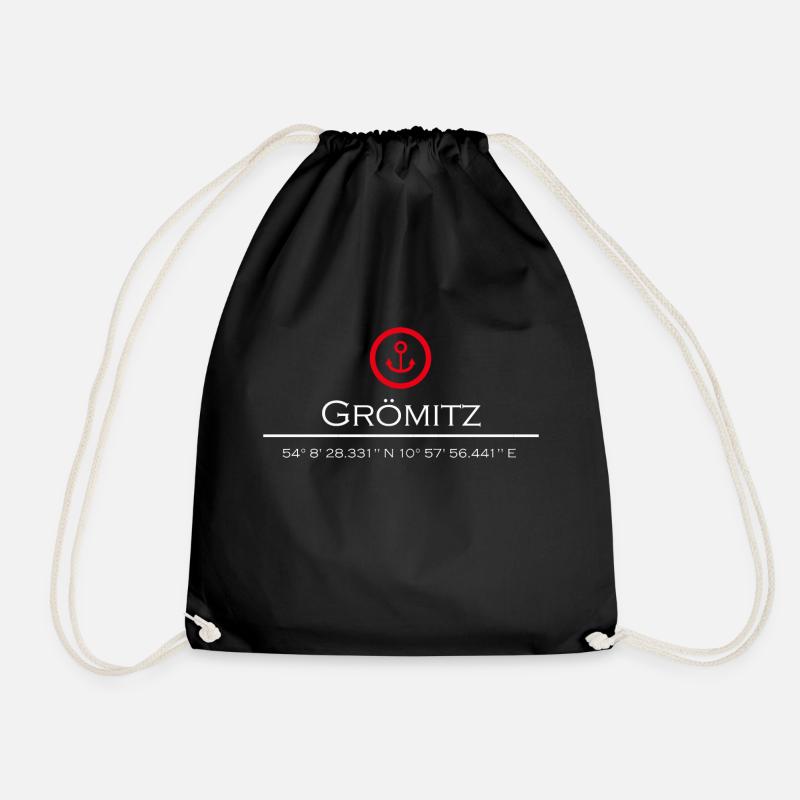 Grömitz roter Anker - Turnbeutel - Schwarz