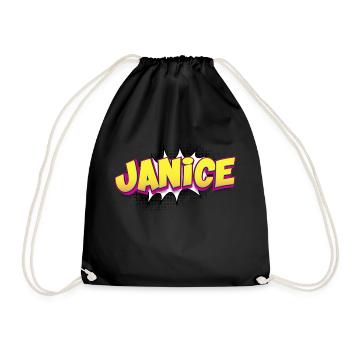 Janice Nom personnalisé Style bande dessinée Pop Art, - Sac de sport léger - noir - Devant