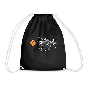 Frogfish Basketball Black White Striped - Drawstring Bag - black - Front
