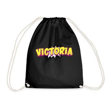Victoria Custom Name Comic Book Style Pop Art, - Turnbeutel - Schwarz - Vorne