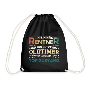 Rentner Rentnerin Rente 2024 Geschenk Ruhestand - Turnbeutel - Schwarz - Vorne