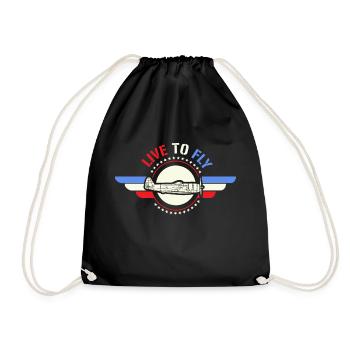 Live To Fly Stars & Stripes Aviator Flag Style - Drawstring Bag - black - Front