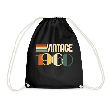Vintage Geburtstagsgeschenk aus den 1960er Jahren - Turnbeutel - Schwarz - Vorne