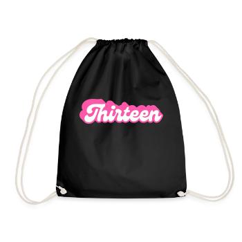 Thirteen Birthday - 13th Birthday Retro Pink - Drawstring Bag - black - Front