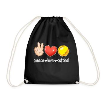 Peace Love Softball Leopard Print Mädchen Softball - Turnbeutel - Schwarz - Vorne