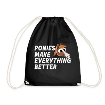 PONIES MAKE EVERYTHING BETTER Ponytherapie - Turnbeutel - Schwarz - Vorne