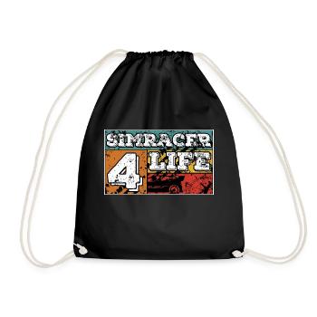 SimRacer 4 Life (White Text) - Drawstring Bag - black - Front