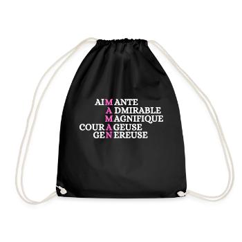 loving mom admirable beautiful brave - Drawstring Bag - black - Front