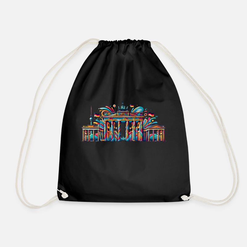 Brandenburg Gate Berlin - Drawstring Bag - black