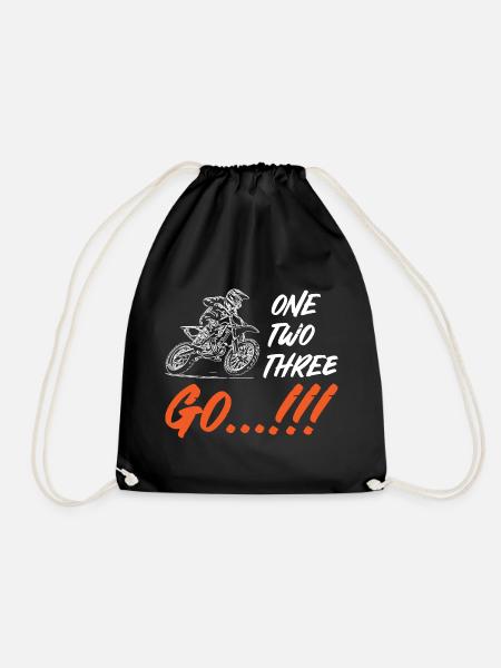 One Two Three Go Motocross - Turnbeutel - Schwarz