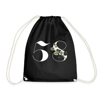 Nummer 58 Blumengrün - 58. Blumengeburtstag - Turnbeutel - Schwarz - Vorne