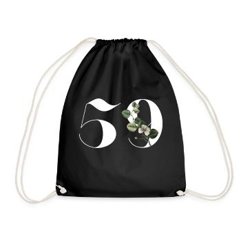 Nummer 59 Blumengrün - 59. Blumengeburtstag - Turnbeutel - Schwarz - Vorne