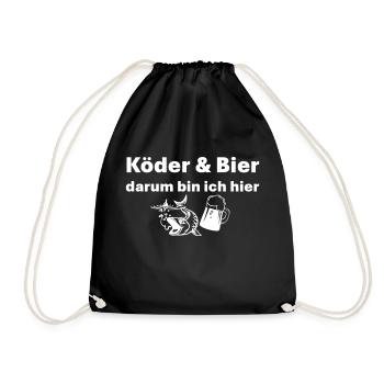 Köder und Bier darum bin ich hier - Turnbeutel - Schwarz - Vorne