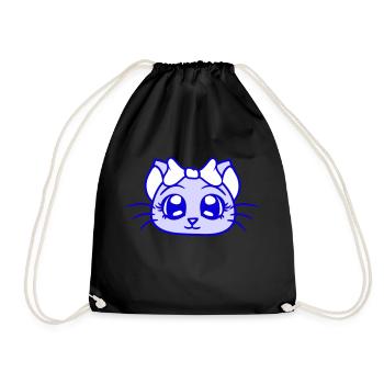 Cute Girl Cat Pretty Bow Woman Female - Drawstring Bag - black - Front