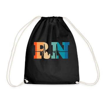 Retro Heartbeat registered nurse - Drawstring Bag - black - Front
