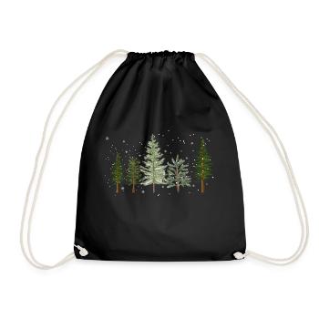 Tree Pine Trees for Winter Lovers - Gift - Drawstring Bag - black - Front