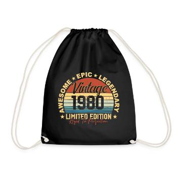 Rétro 1980 ' s Vintage Anniversaire 1980 ' s Cadeau 1980 - Sac de sport léger - noir - Devant