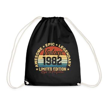 Rétro 1982 Vintage Anniversaire 1982 Cadeau 1982 - Sac de sport léger - noir - Devant