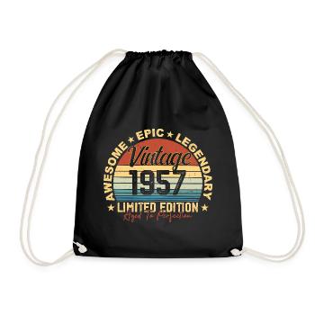 Rétro 1957 Vintage Anniversaire 1957 Cadeau 1957 - Sac de sport léger - noir - Devant