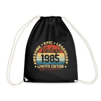Retro 1985 Vintage Birthday 1985 Gift 1985 - Drawstring Bag - black - Front