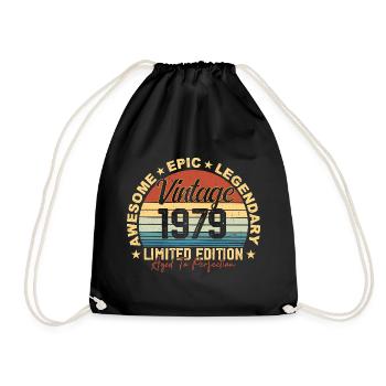 Retro 1979 Vintage Birthday 1979 Gift 1979 - Drawstring Bag - black - Front
