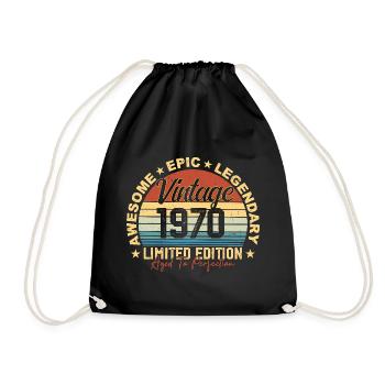 Rétro 1970 ' s Vintage Anniversaire 1970 ' s Cadeau 1970 - Sac de sport léger - noir - Devant