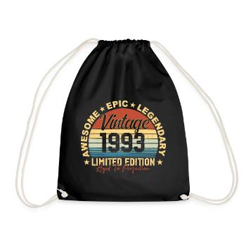 Retro 1993 Vintage Birthday 1993 Gift 1993 - Drawstring Bag - black - Front