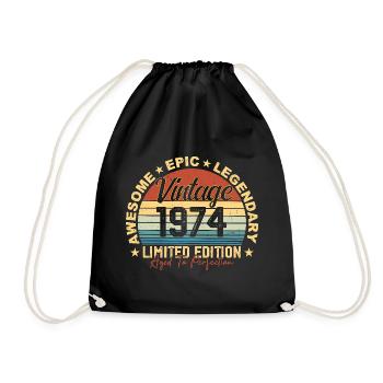 Rétro 1974 Vintage Anniversaire 1974 Cadeau 1974 - Sac de sport léger - noir - Devant