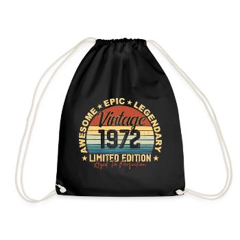 Rétro 1972 Vintage Anniversaire 1972 Cadeau 1972 - Sac de sport léger - noir - Devant