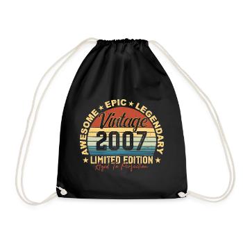 Rétro 2007 Vintage Anniversaire 2007 Cadeau 2007 - Sac de sport léger - noir - Devant
